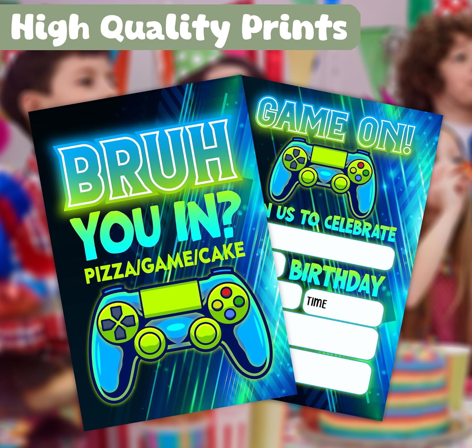 Feyerr Video Game Brother Birthday Invitations 30 Double Sided with Envelopes