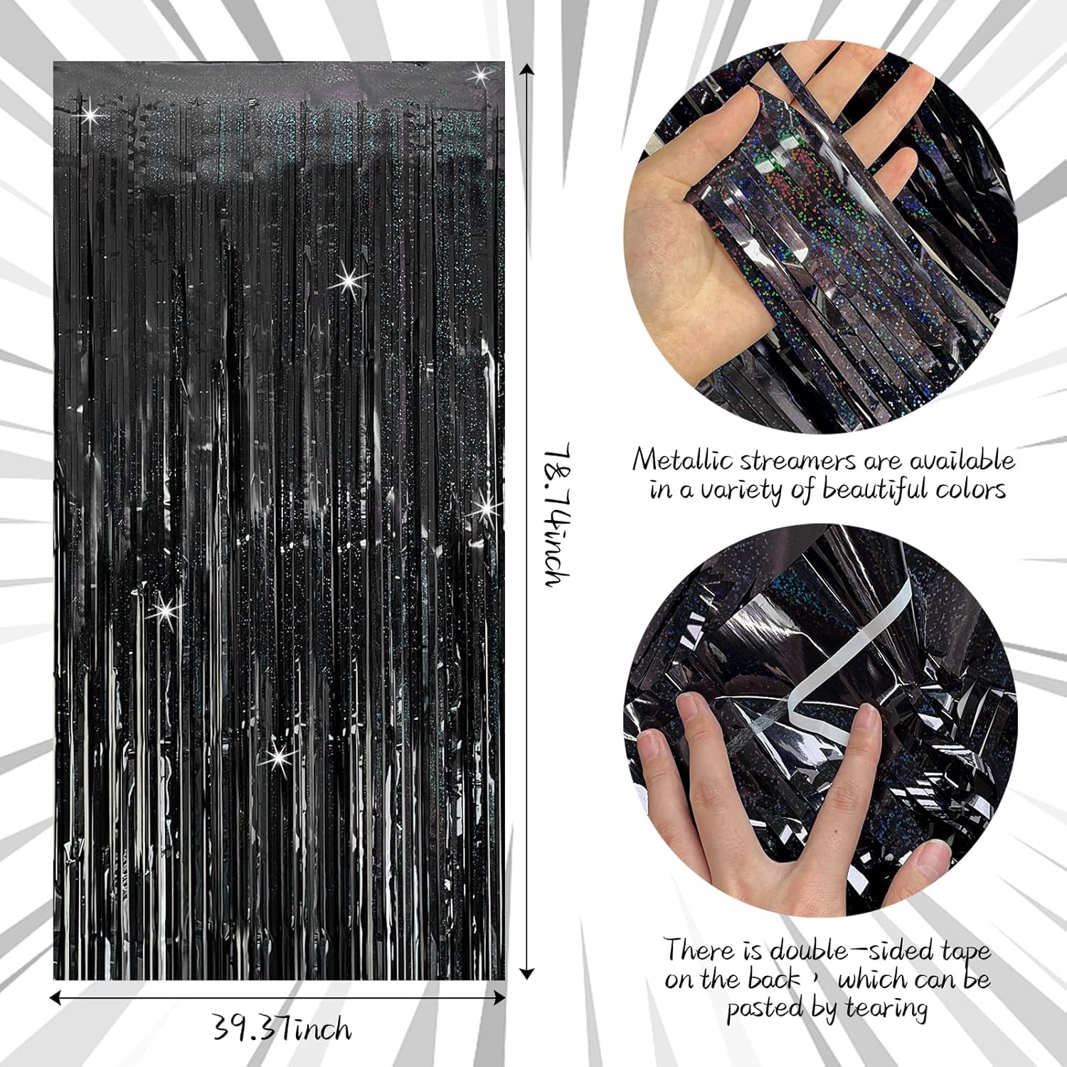 Tinsel Curtain Backdrop 2 Packs Birthday Party Decor