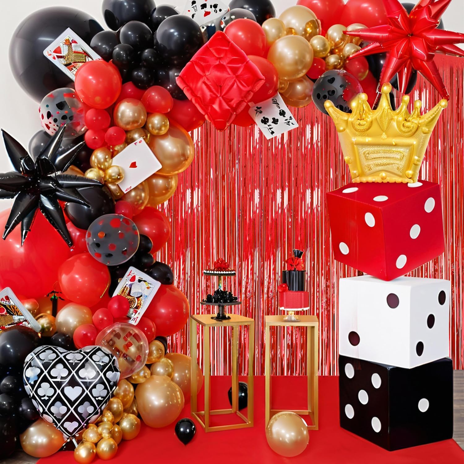 2 Pack Red Foil Fringe Backdrop for Party Decorations