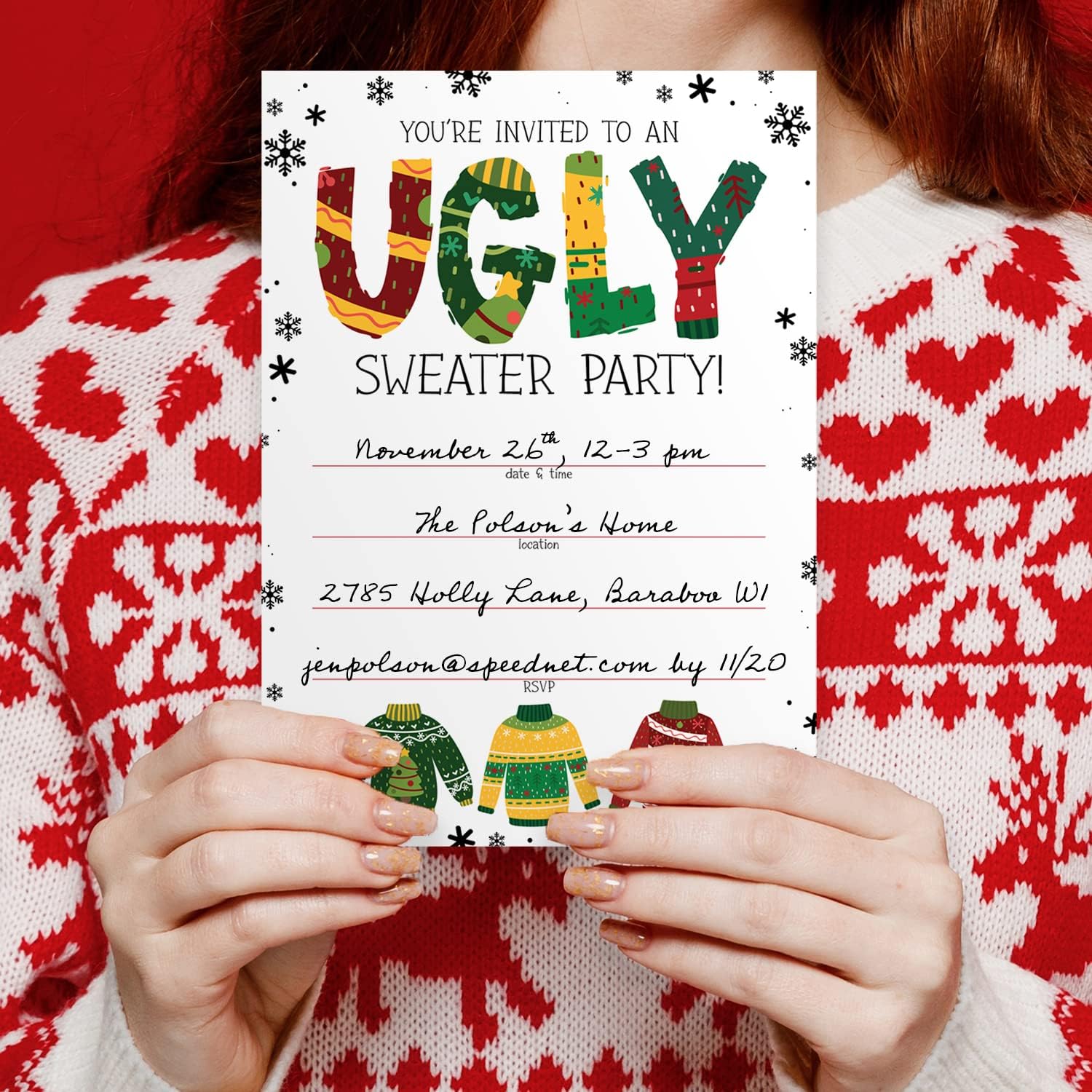 Canopy Street Ugly Sweater Party Invitations 5x7