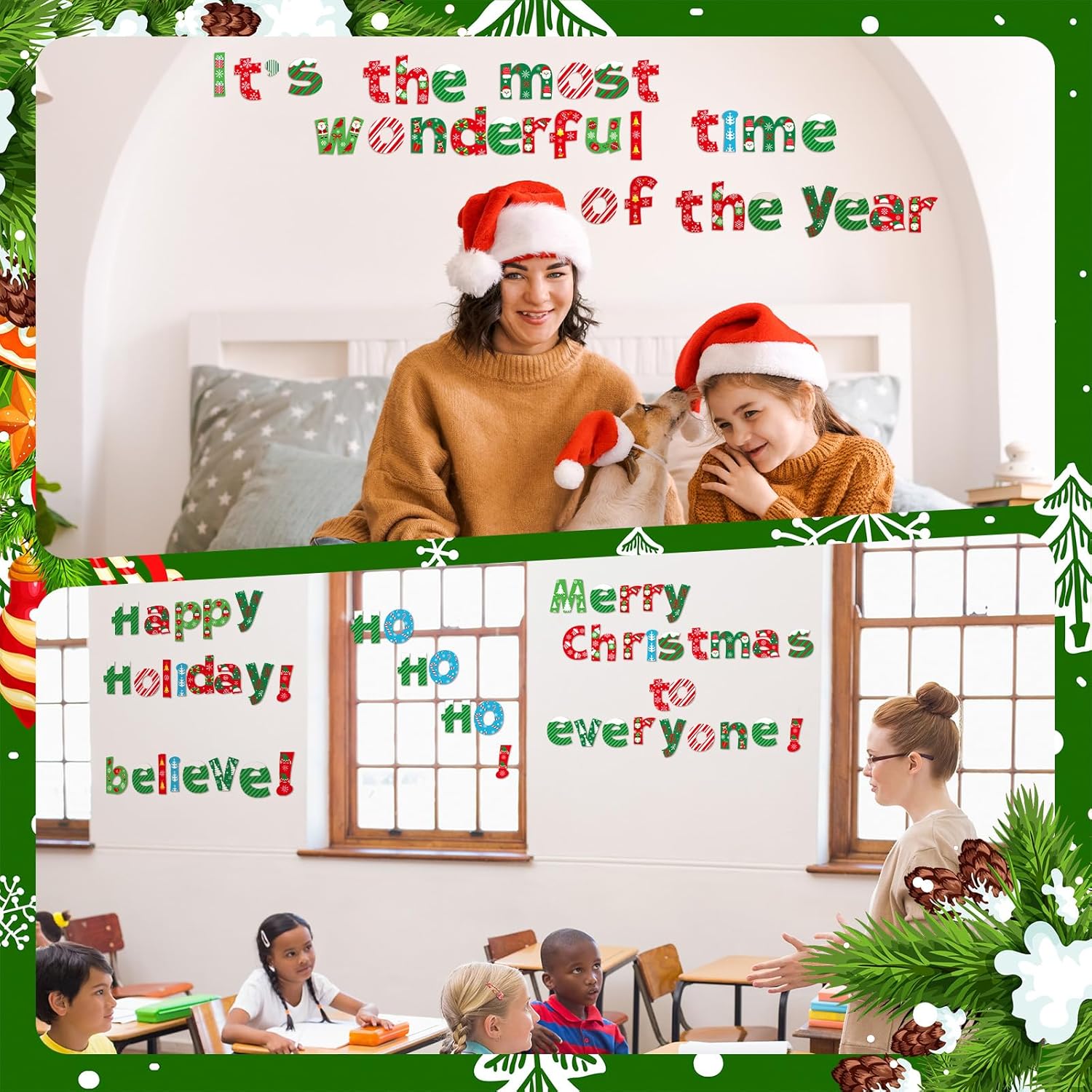 216 Pcs Christmas Bulletin Board Decor Set