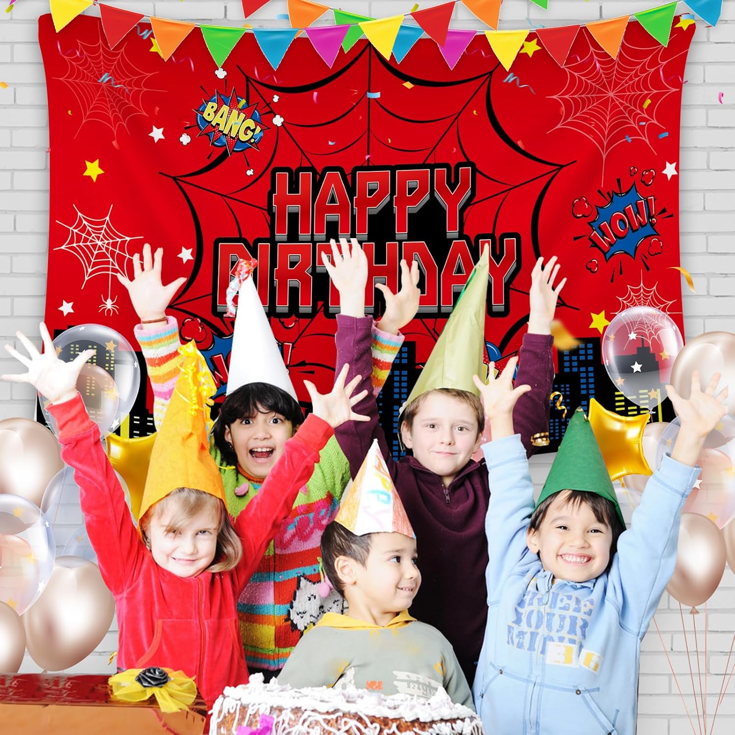 Red Spider Web Party Photo Background Decor Set