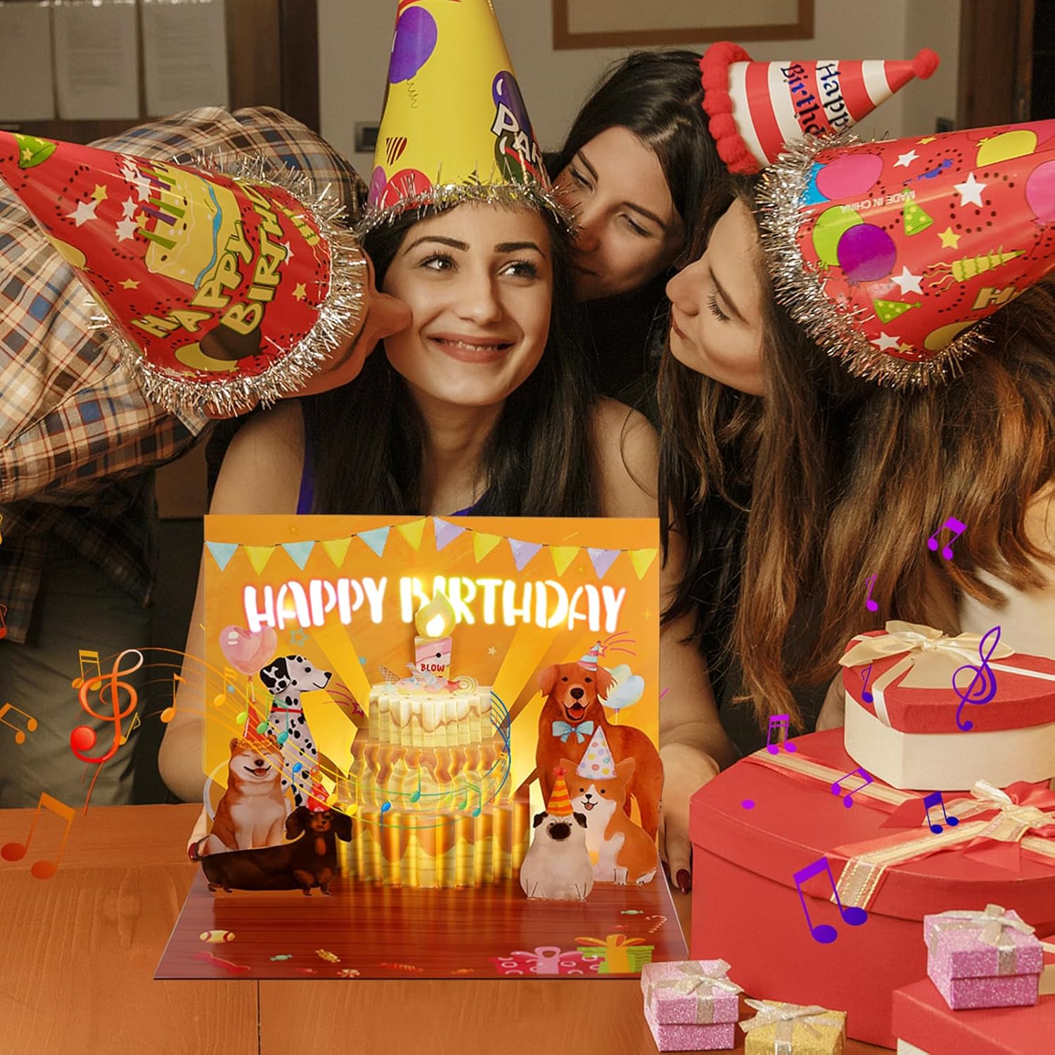 Funny Dog Birthday Card with Music and Lights