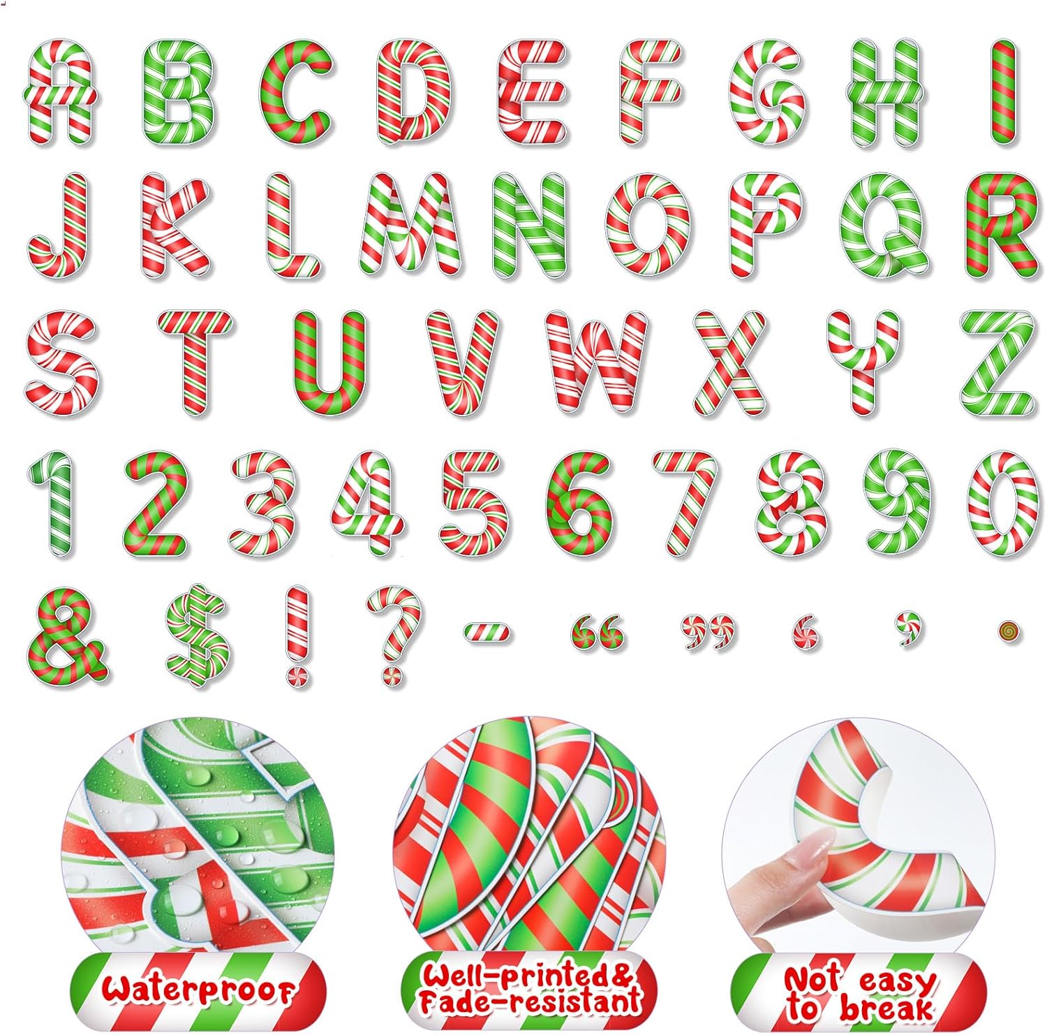 Faccito 176 Pcs Candy Cane Letters Christmas Decor Set