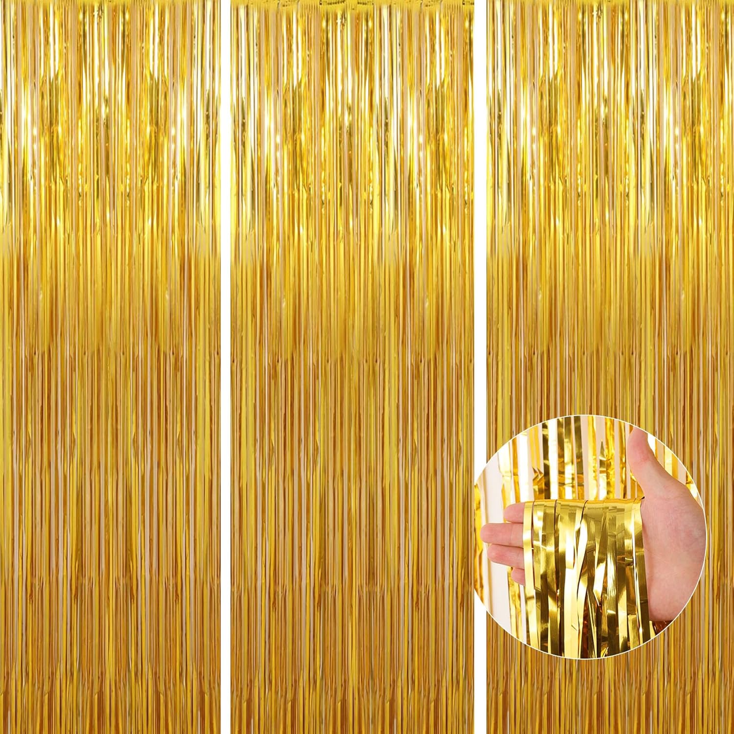 Birthday Party Decorations 3 Pack Gold Foil Fringe Curtains