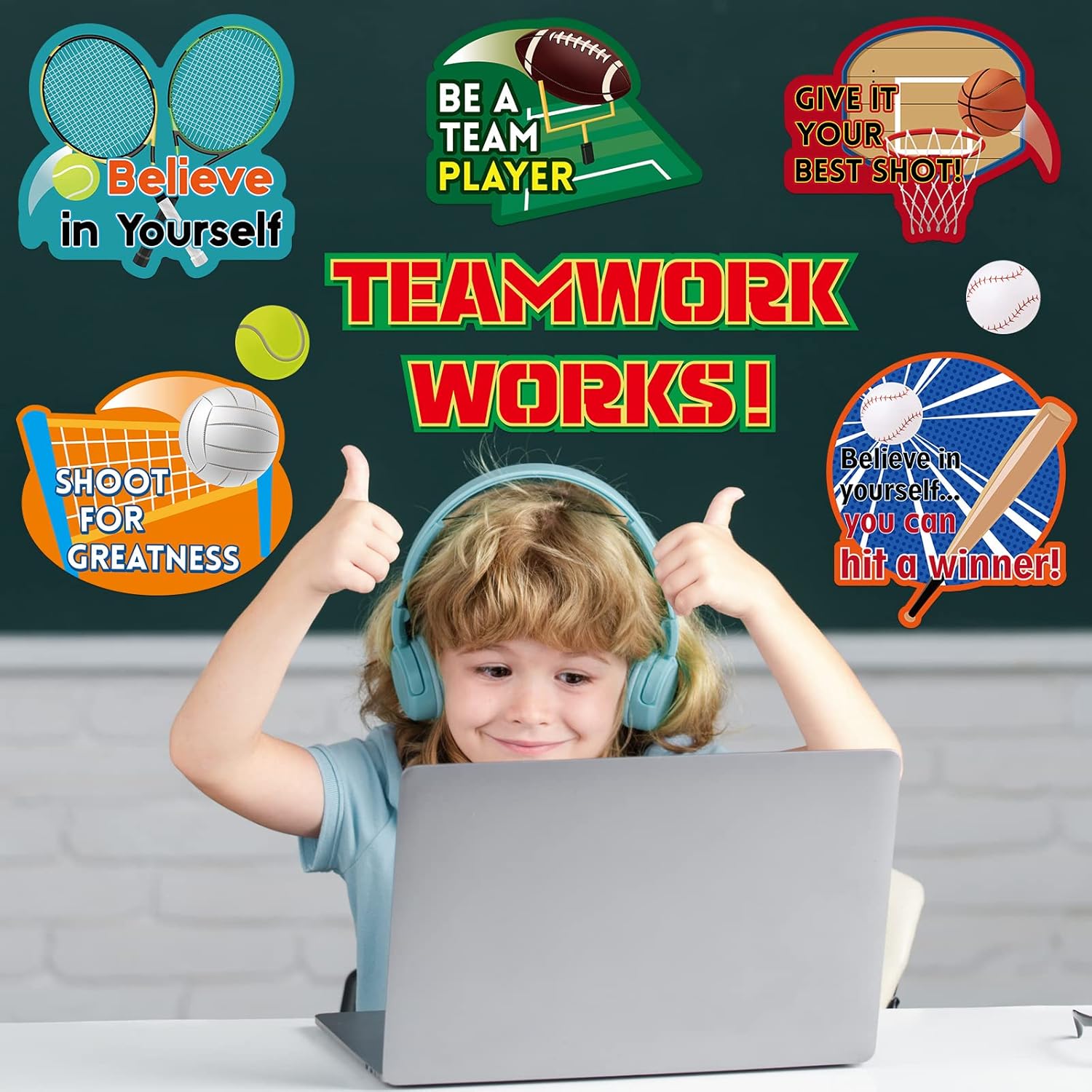 Thenshop Sports Teamwork Bulletin Board Set 72 Pcs