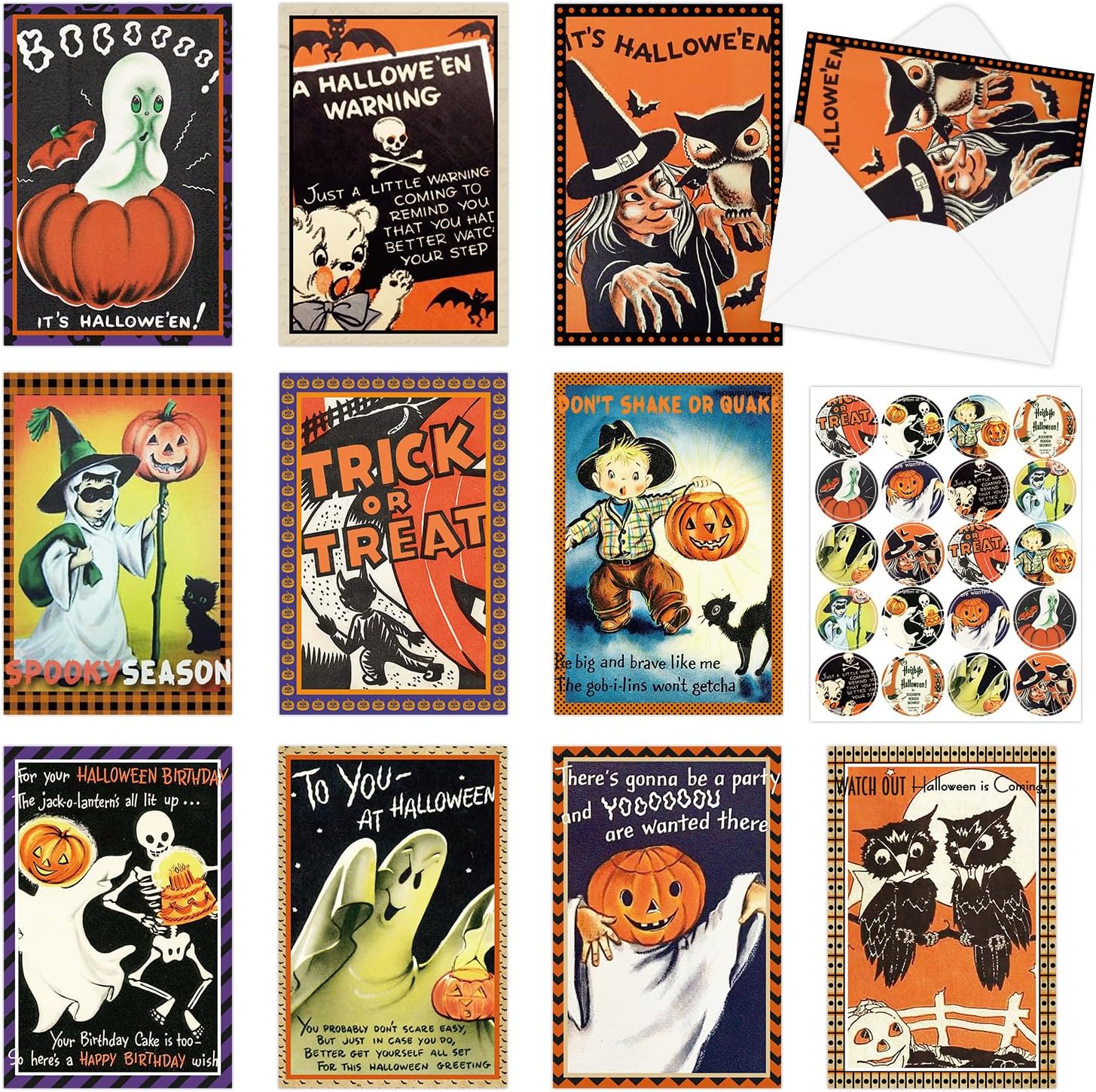30 Pcs Halloween Greeting Cards with Envelopes and Stickers