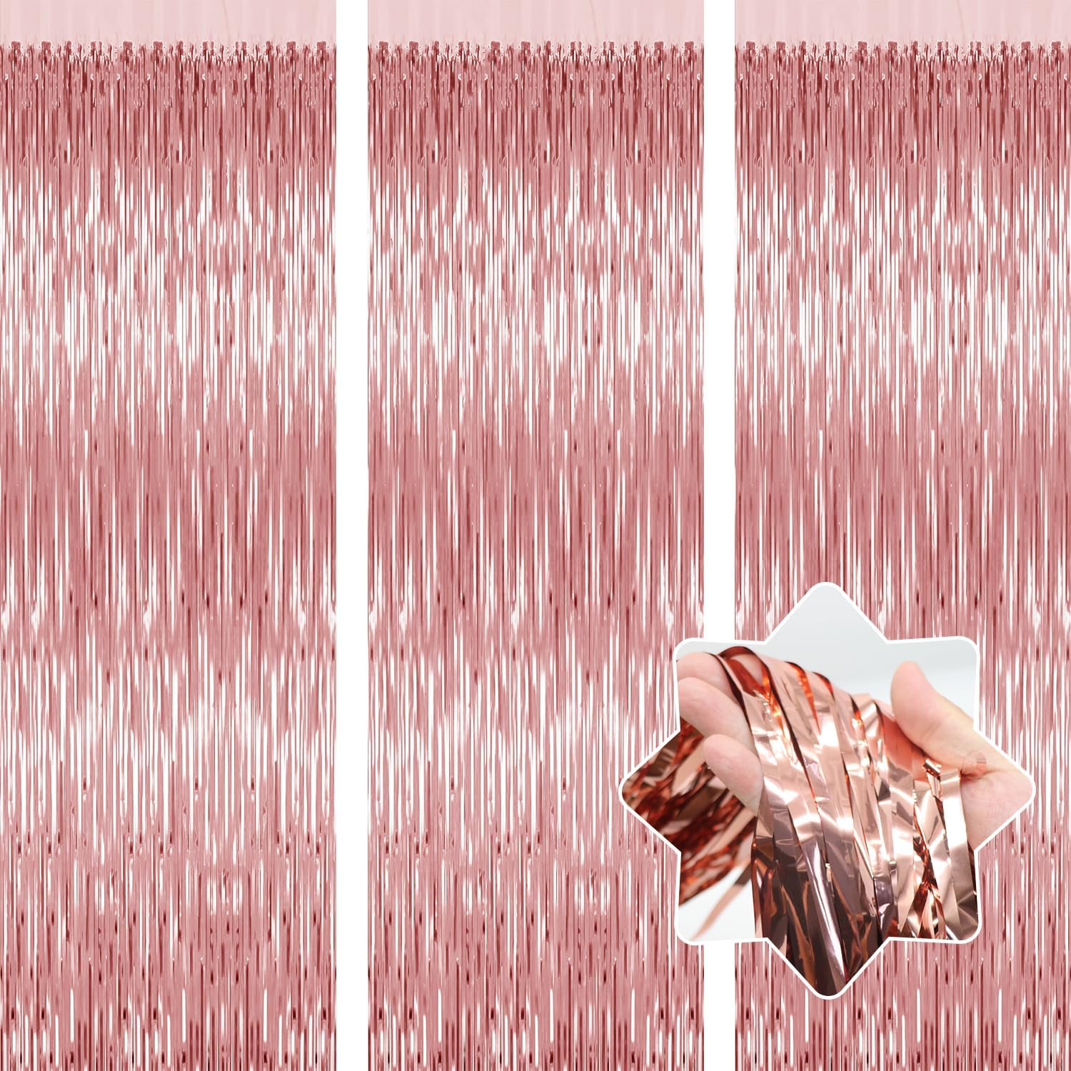 Rose Gold Foil Curtain Backdrop for Birthday Party Decorations