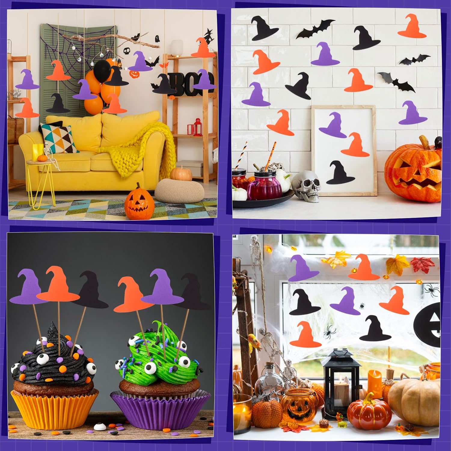 MixTeach Halloween Witch Hat Cutouts 180 Pcs