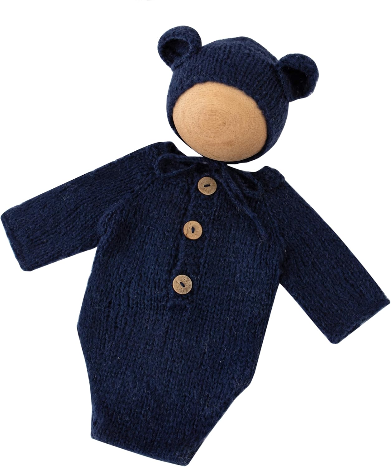 Cute Newborn Bear Hat Romper Set for Baby Boy Girl Photoshoot