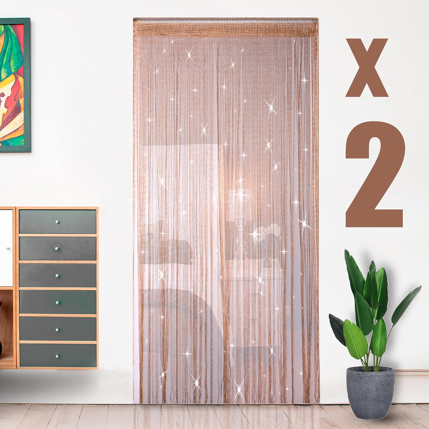 2 Pack 39x79 Inch String Curtains Door