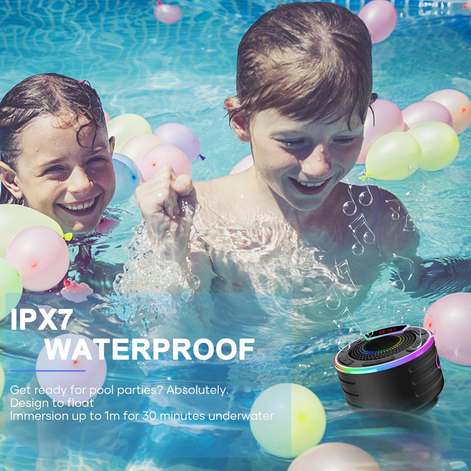 BassPal Bluetooth Speaker with LED Display and Light Show