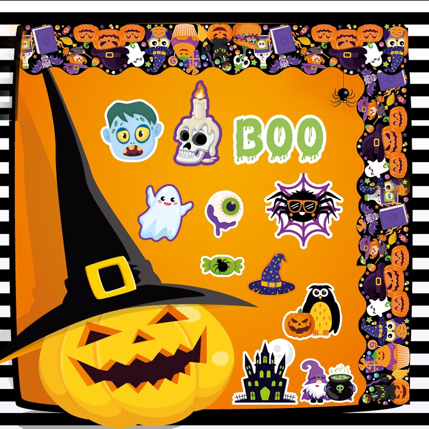 Halloween Bulletin Board Decorations with 81 Cutouts