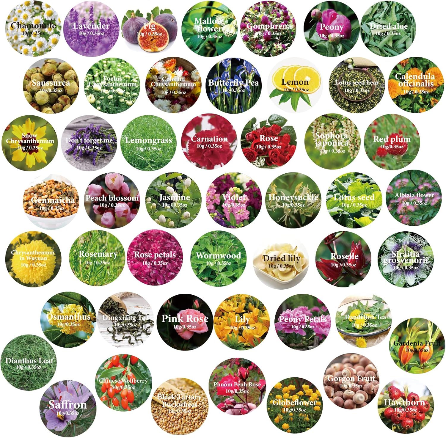 SACATR Dried Flowers 50 Bag Natural Herb Kit for Crafts