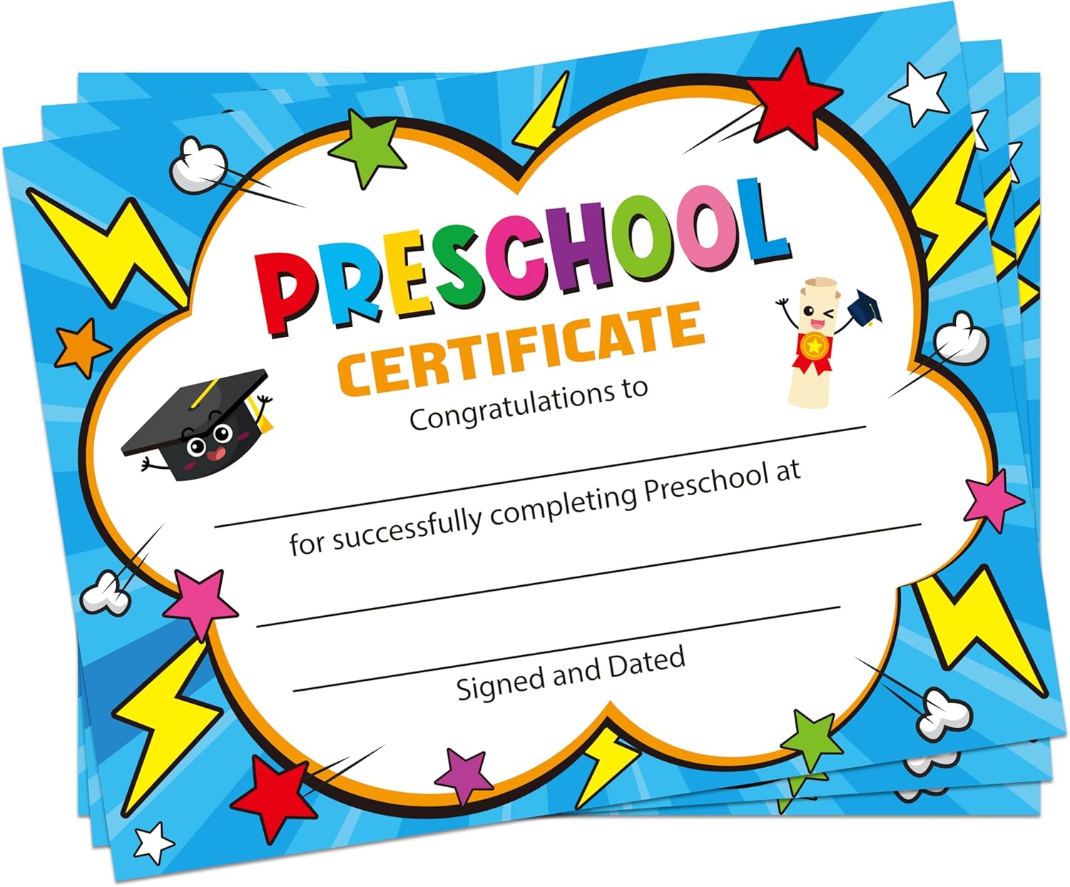 JAPBOR Preschool Graduation Certificates - 30PCS Diploma Paper for Printing