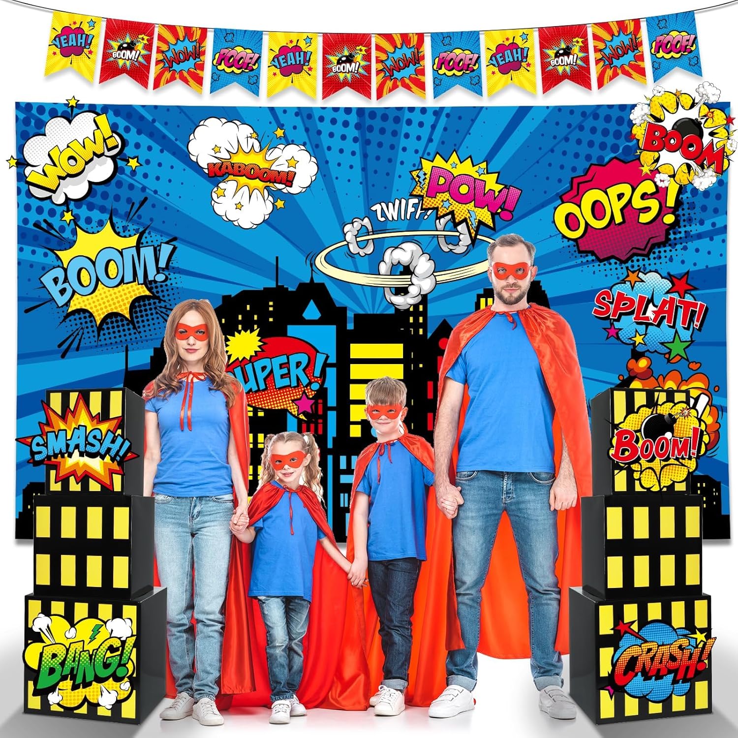 17Pcs Super Theme Hero Party Backdrop Set