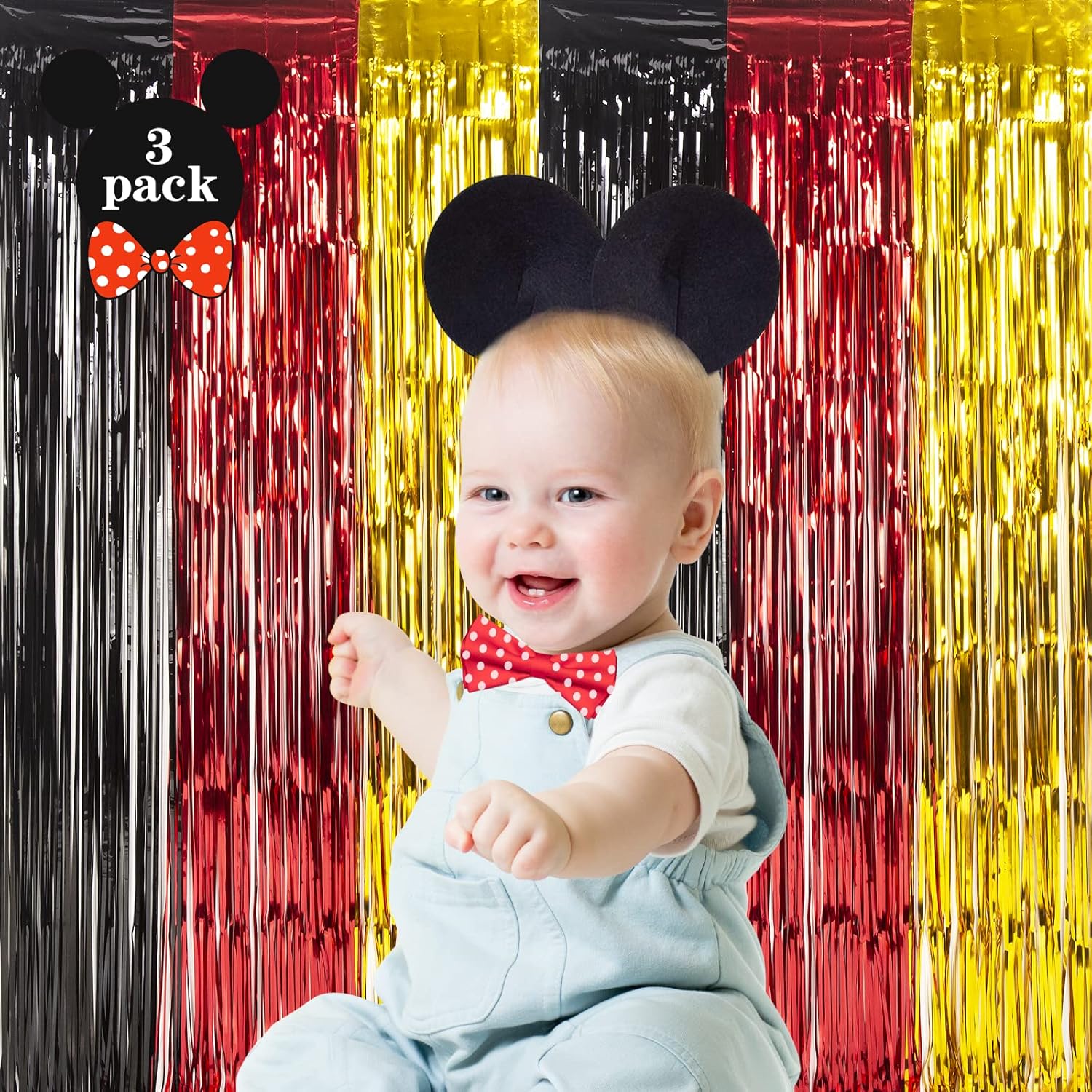 LOLStar 3 Pack Cartoon Mouse Birthday Decor Backdrop