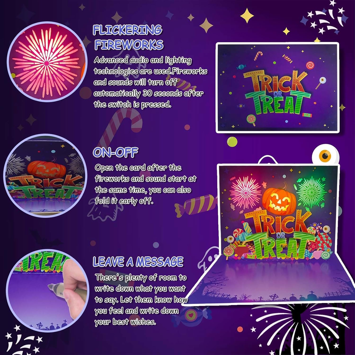 3D Pop Up Halloween Card with Light and Music