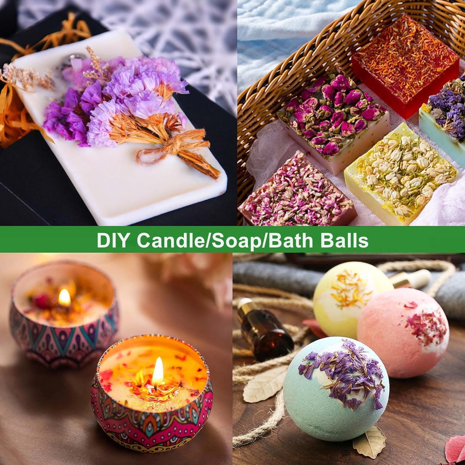 9 Bags Set Dried Flowers for Candle and Soap Making