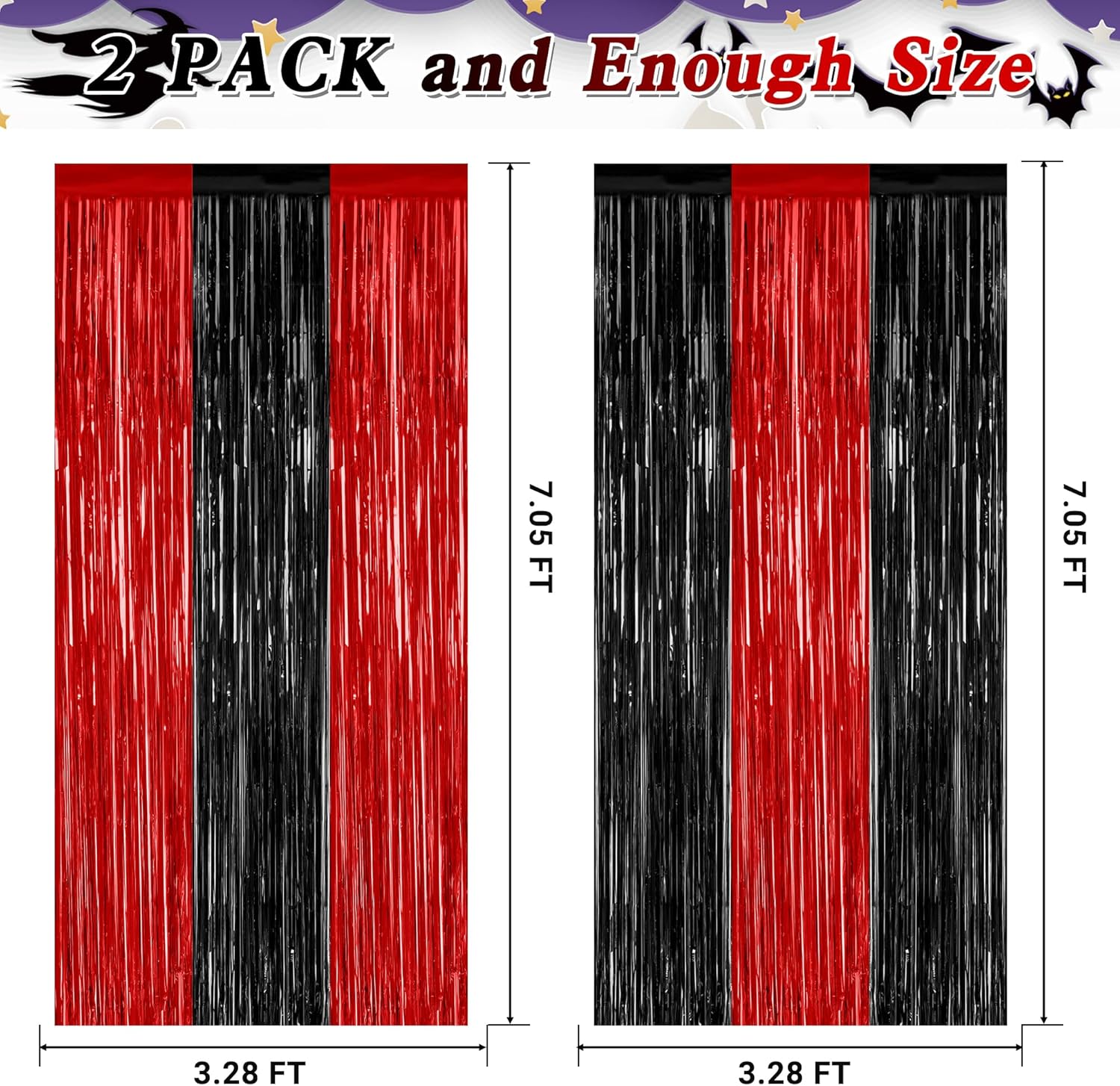 2 Pack Black and Red Party Backdrop Curtains
