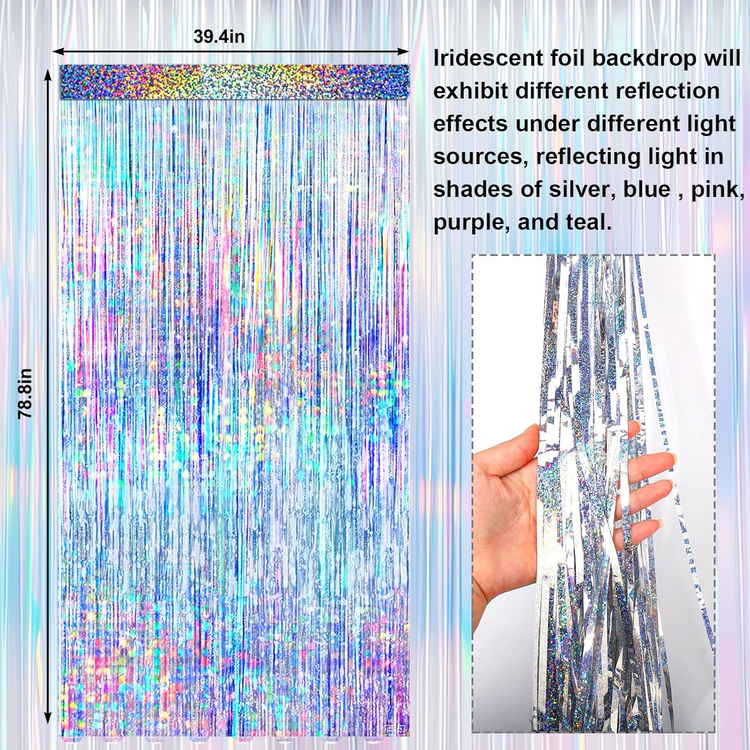 4 Pack Silver Foil Fringe Curtain for Parties