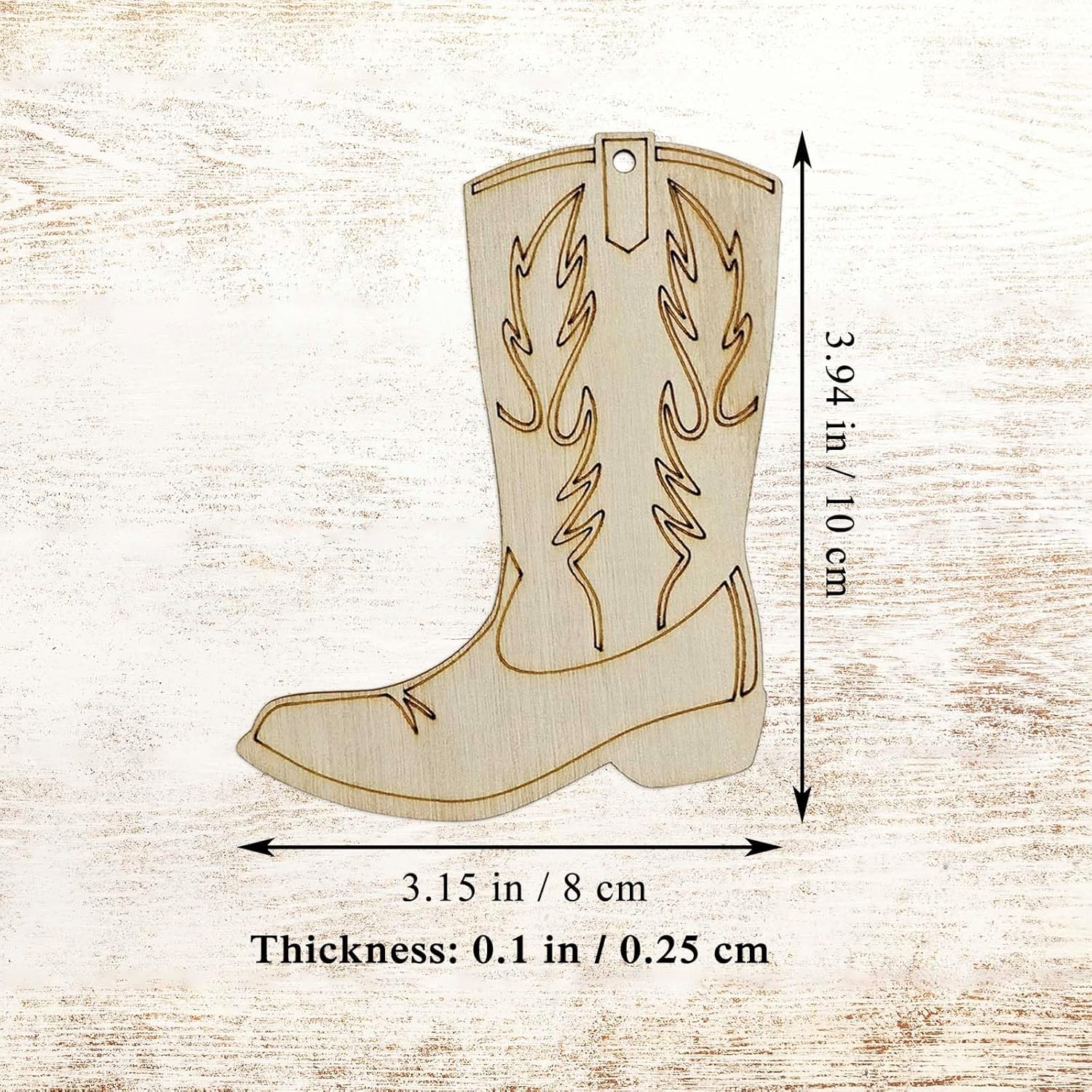 20pcs Wood Cowboy Boots DIY Cutouts Hanging Ornaments with Jute Twine