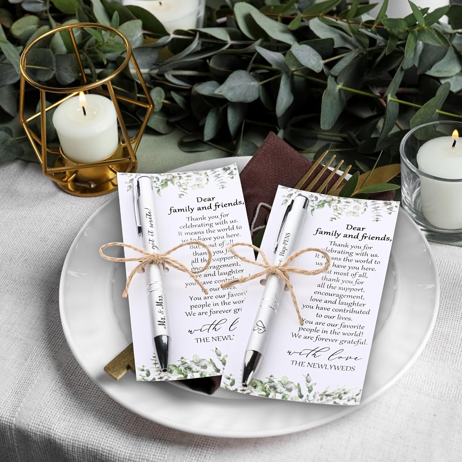 50 Wedding Favors with Pens Cards and Bags