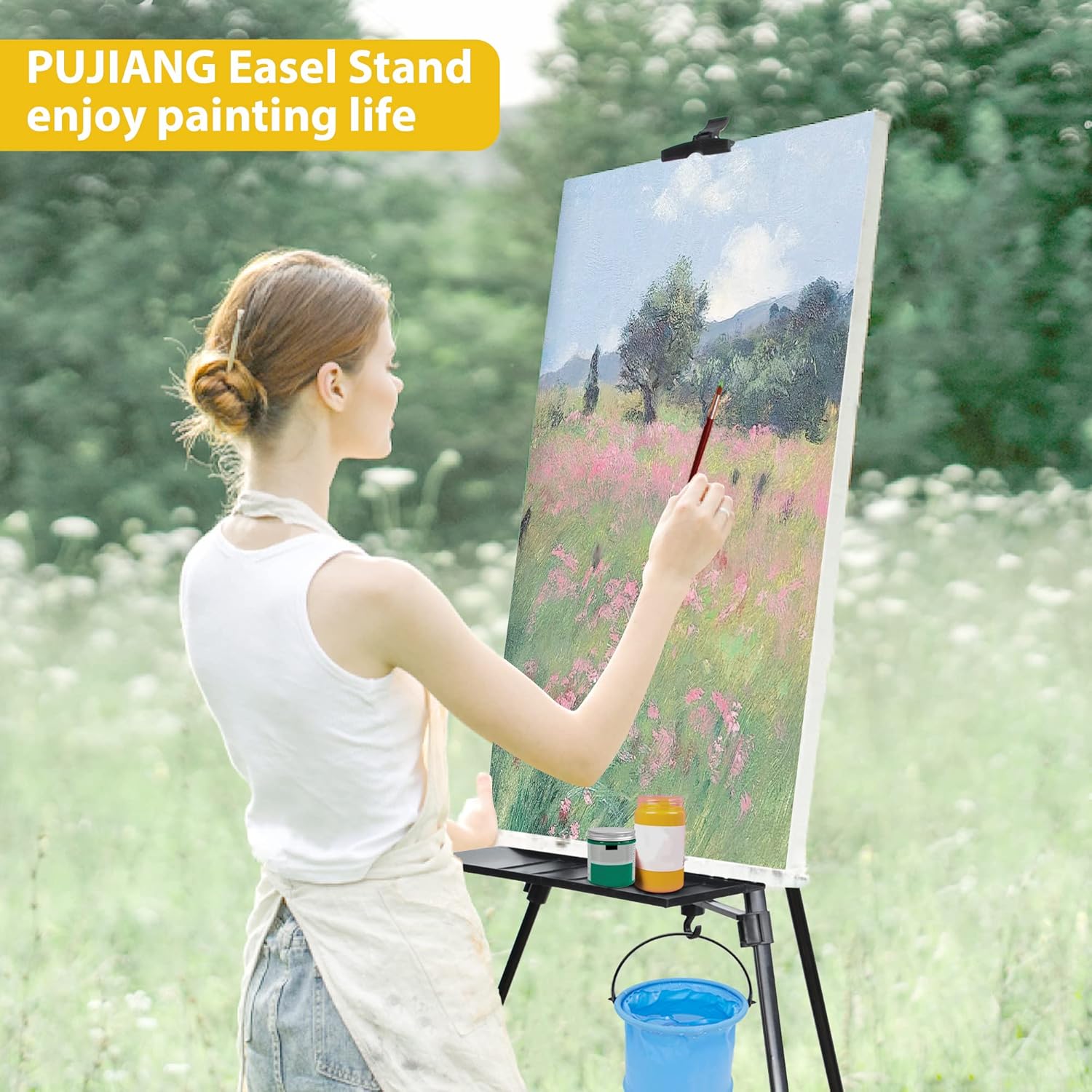 PUJIANG Adjustable Height Easel Stand for Painting and Art