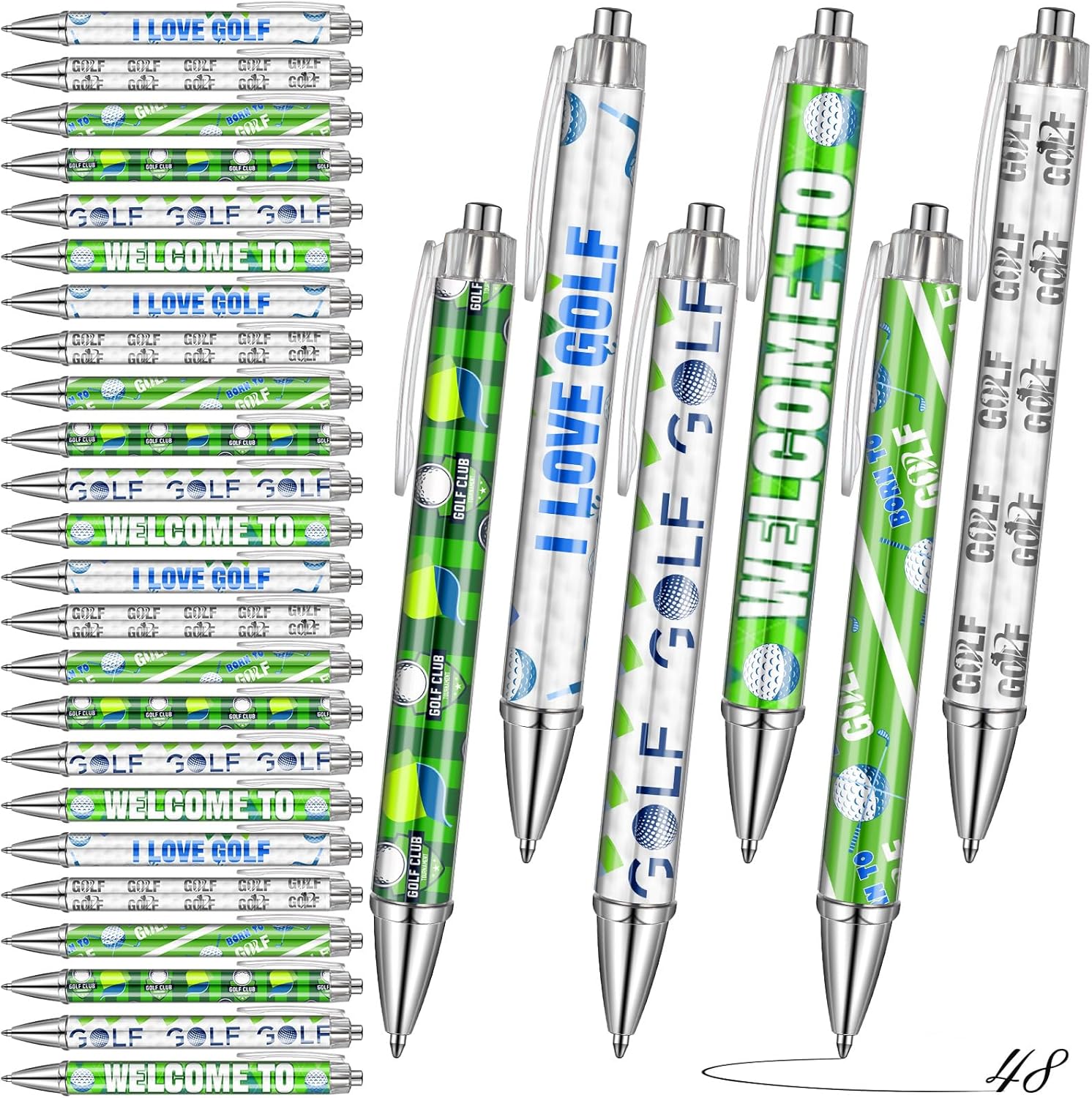 48 Golf Themed Birthday Party Pens with Golf Ball Design