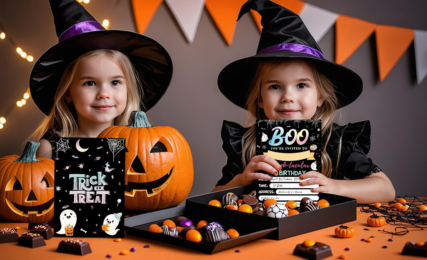 HEYINSHEN 20 Halloween Birthday Invitations with Envelopes