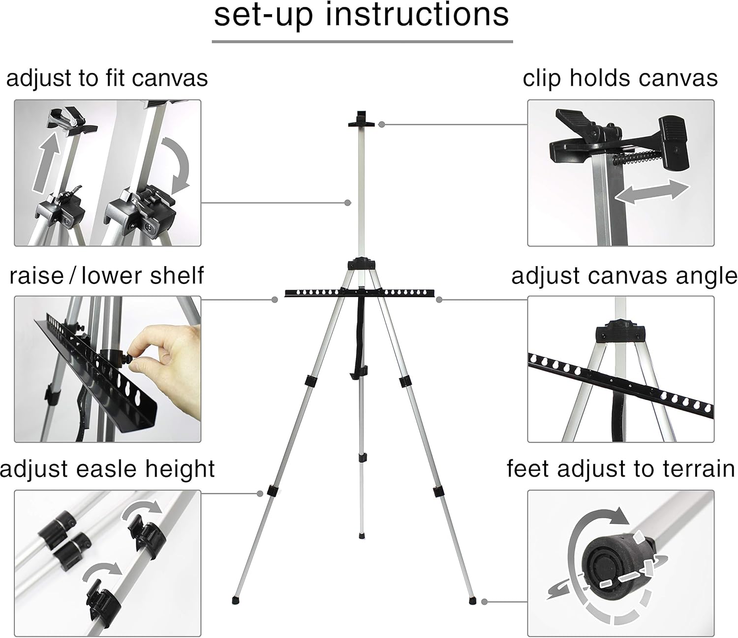 VViViD 66 Inch Adjustable Aluminum Easel With Carrying Case