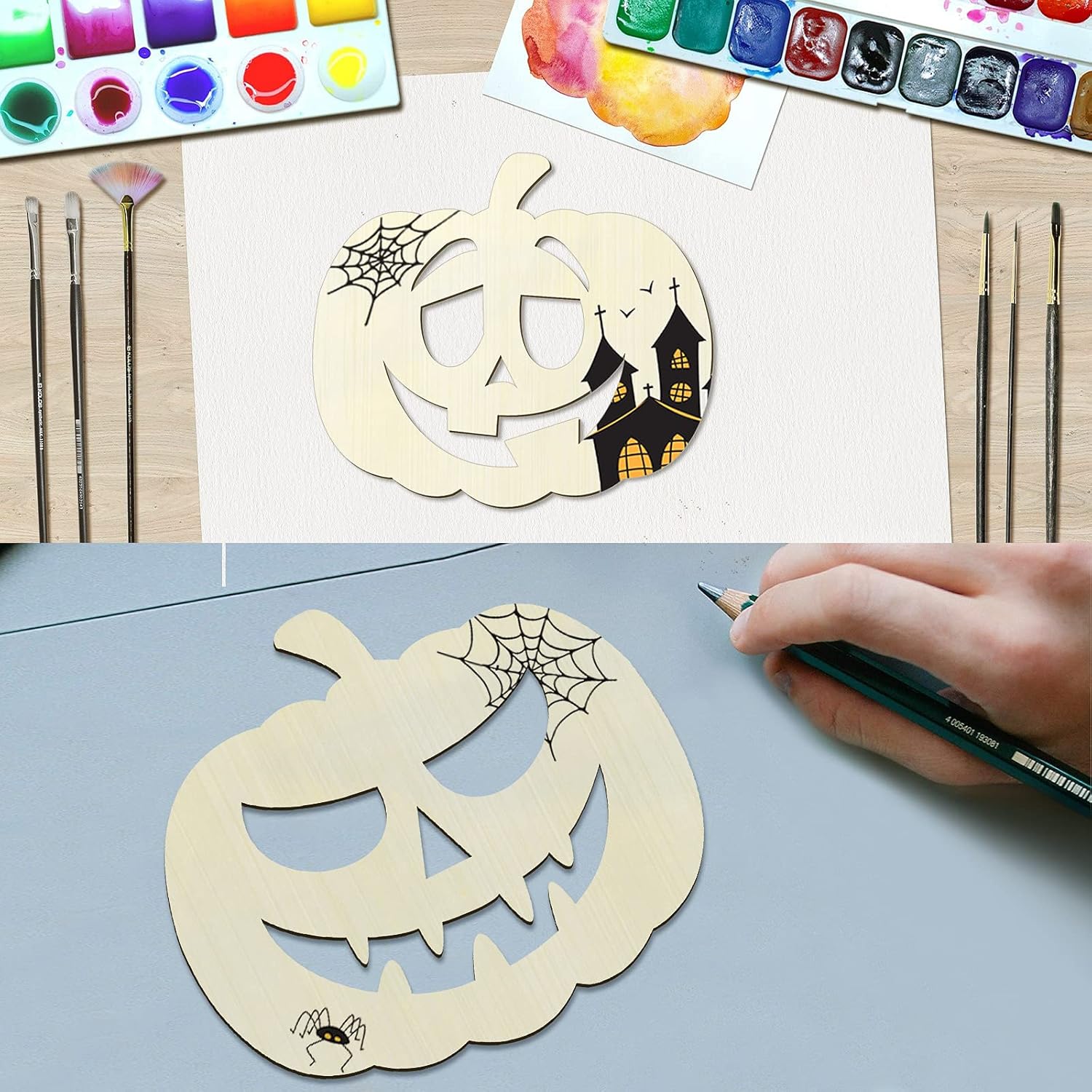 6 Halloween Unfinished Wooden Pumpkins for DIY Crafts