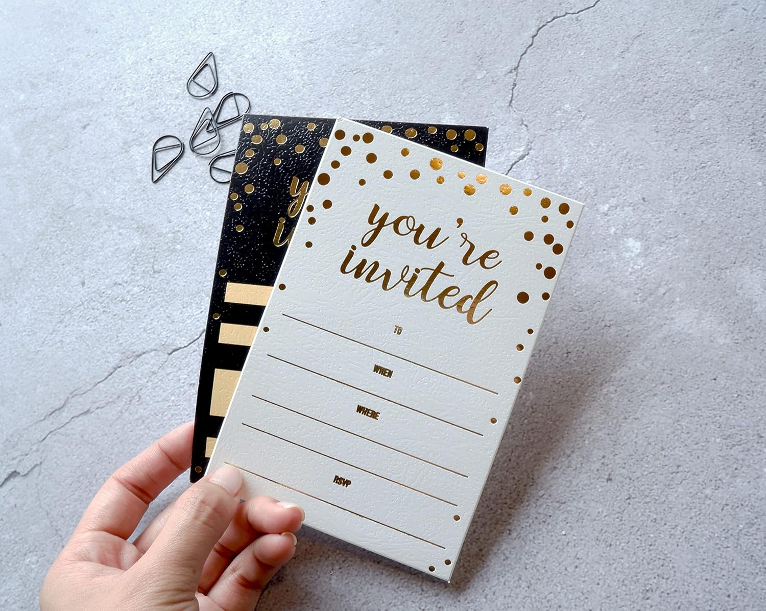 50 Pack Invitations with Gold Foil Youre Invited