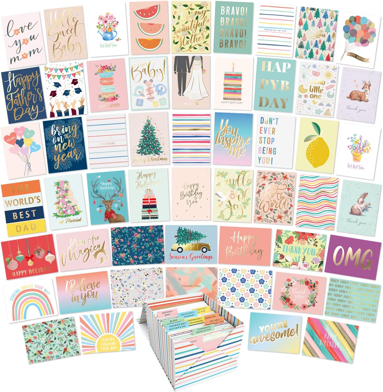 Sweetzer Orange 100 Card Envelope Set - Greeting Cards Assortment