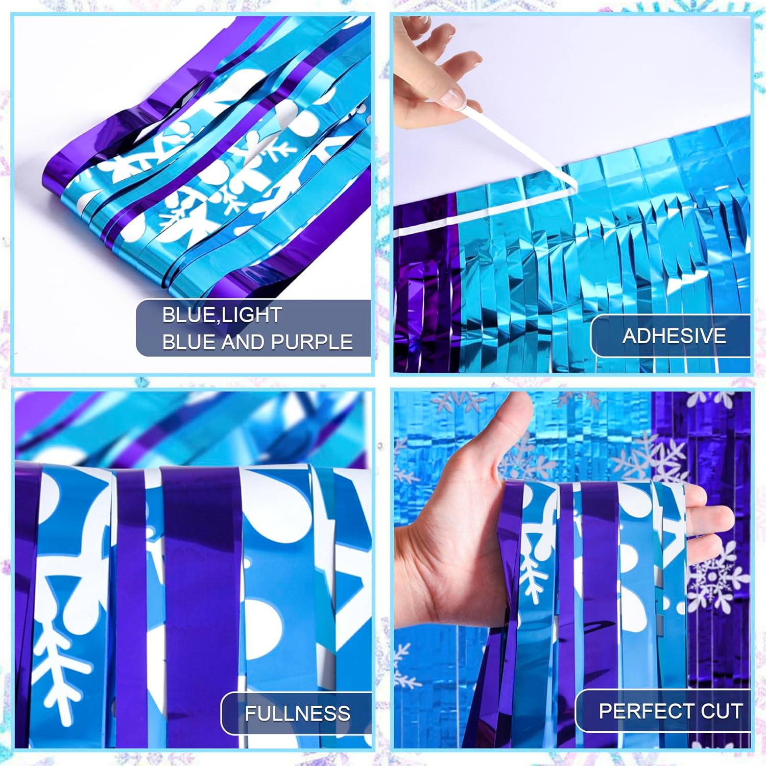 Winter Princess Party Decorations 2 Pack Tinsel Foil Curtains