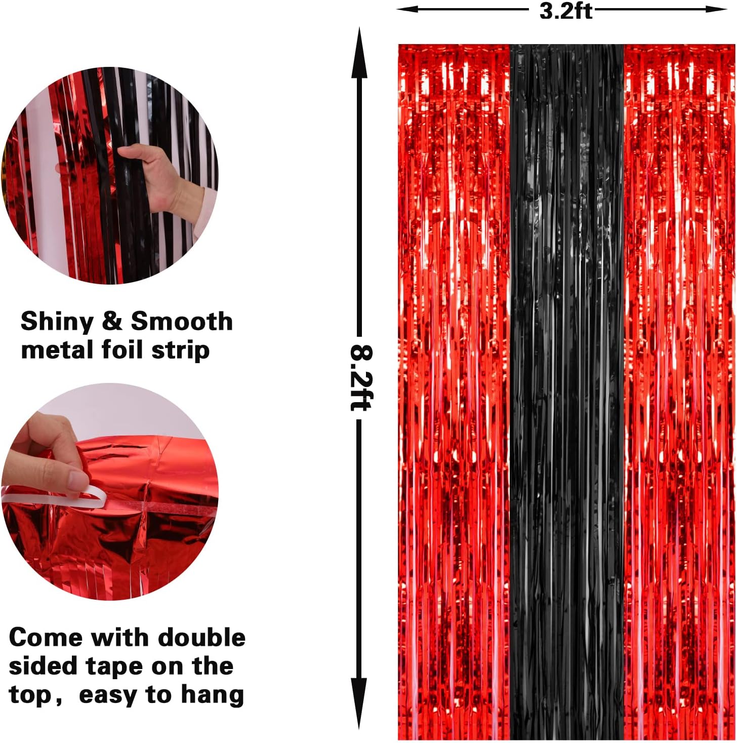 2 Pack Black and Red Foil Curtain Party Decorations