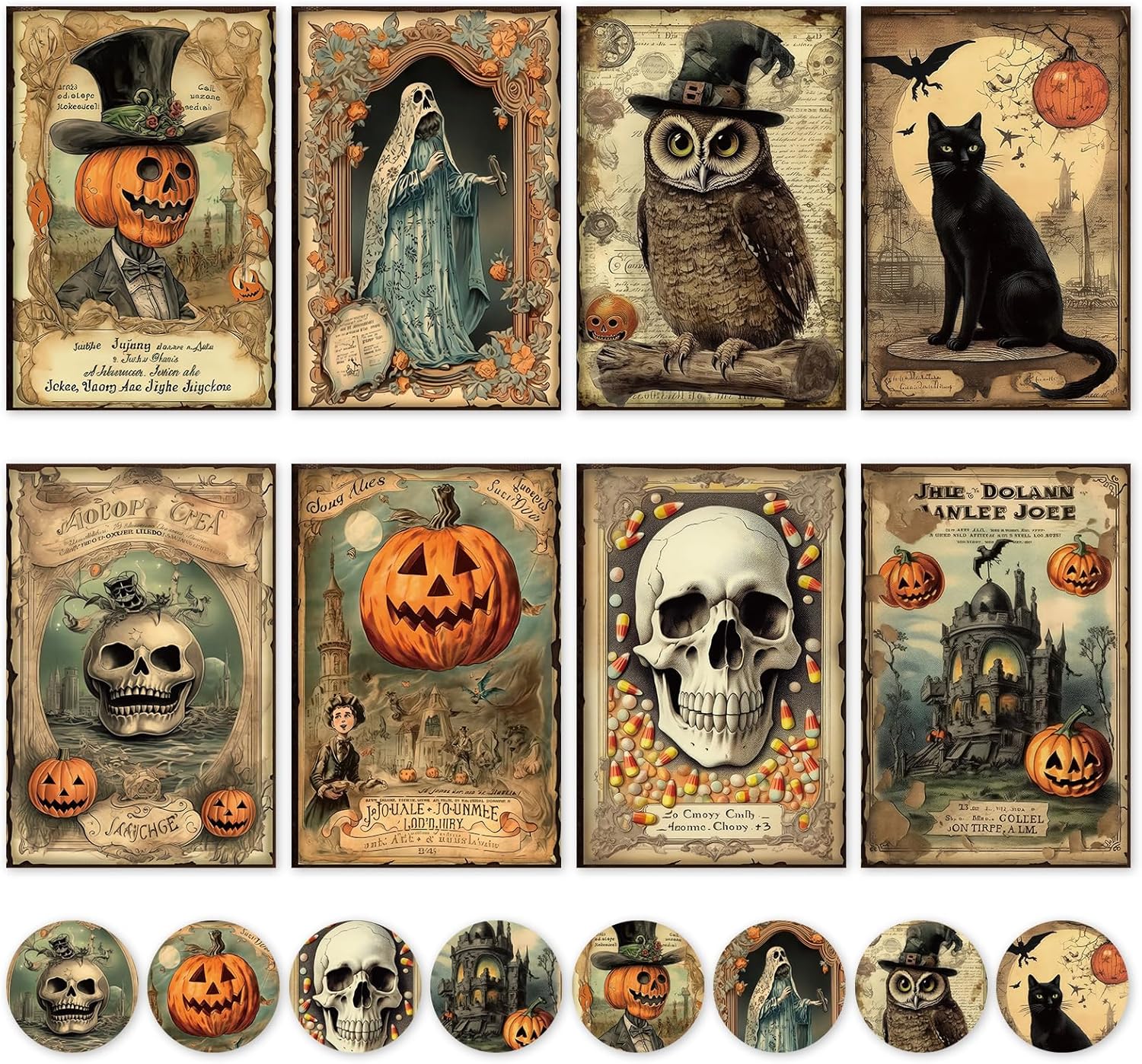 Whaline 32 Pack Halloween Greeting Cards with Stickers and Envelopes