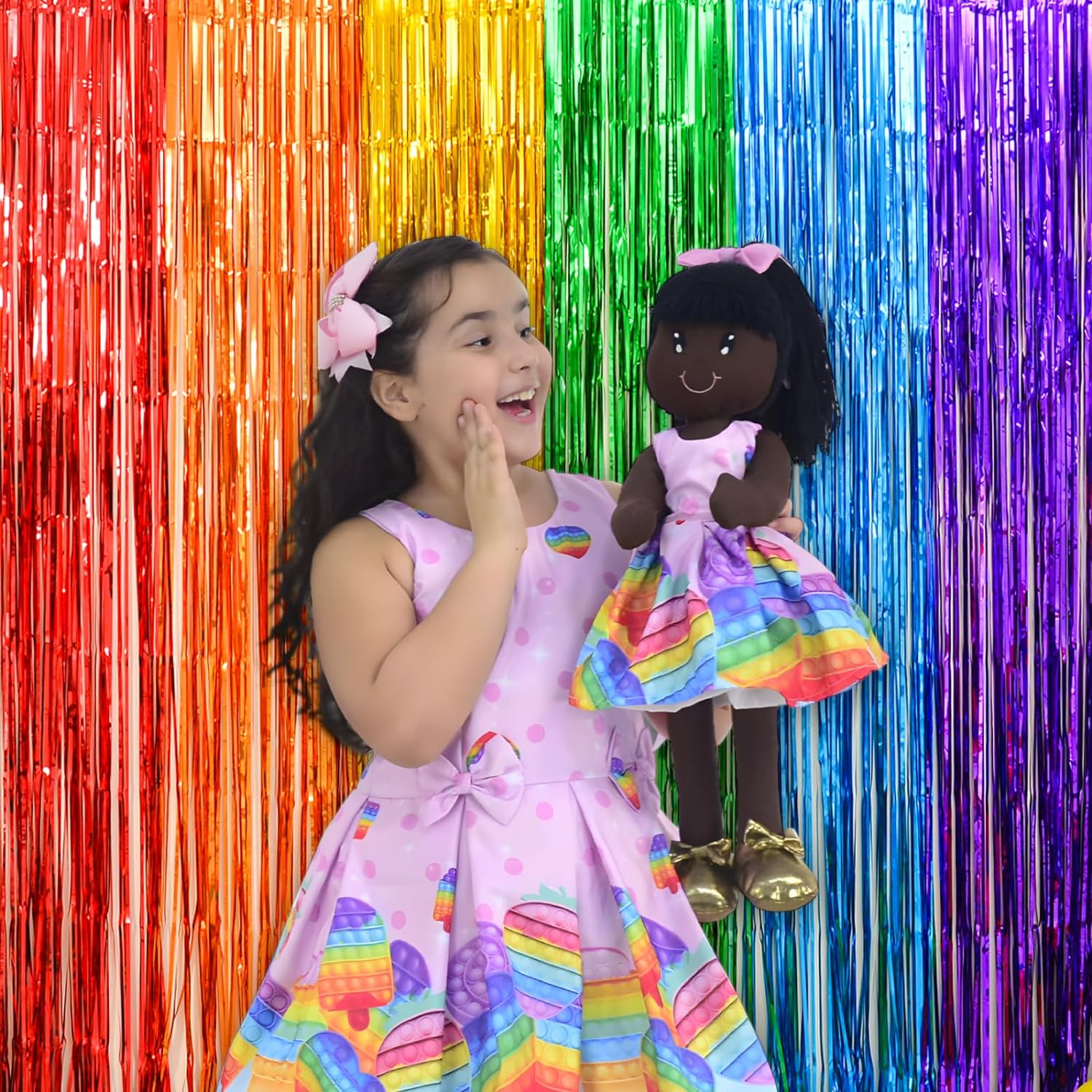 LOLStar Rainbow Foil Fringe Curtains 2 Pack 1