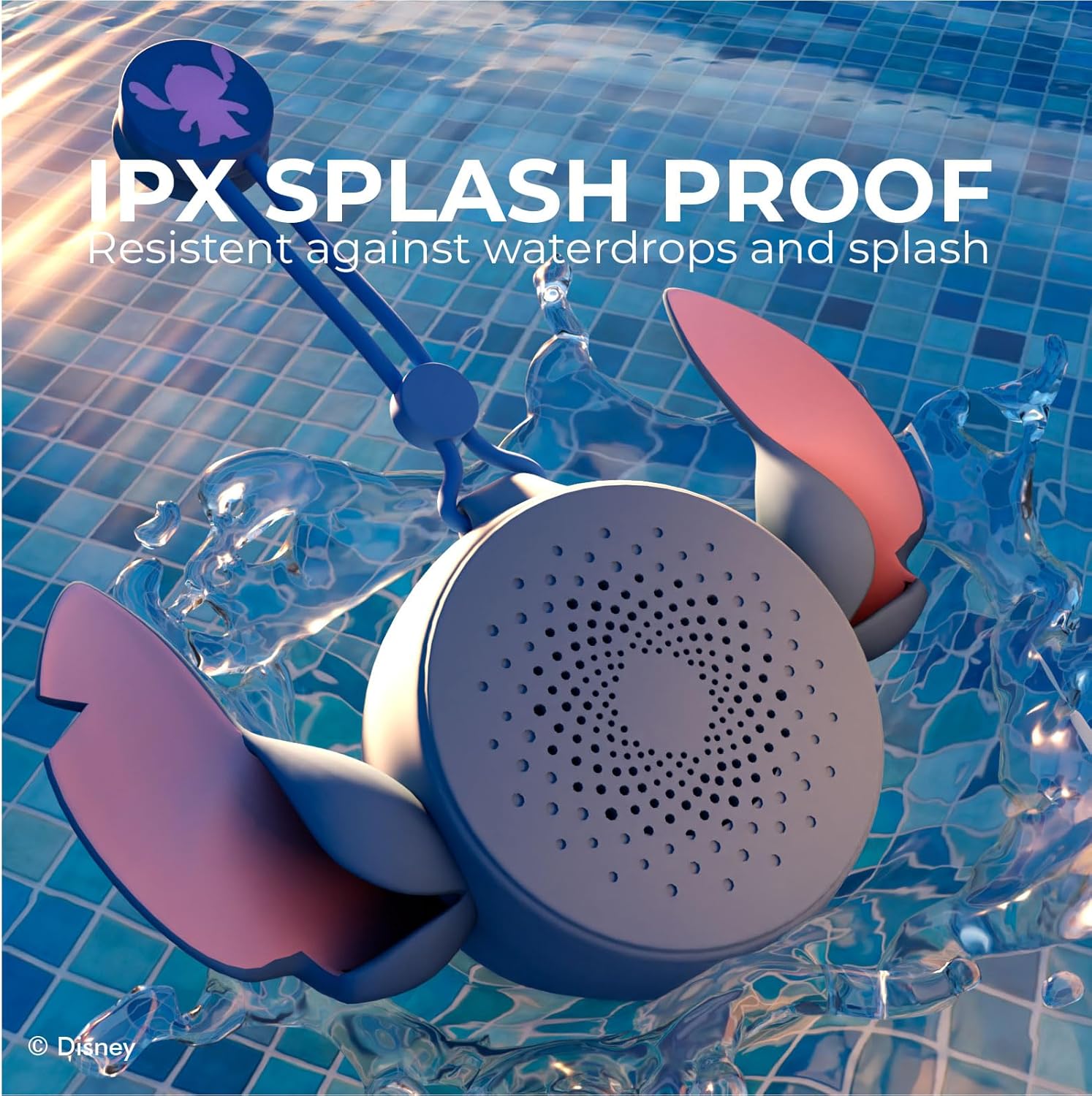 Disney Lilo and Stitch Bluetooth Shower Speaker with Suction Cup - IPX4 Water Resistant