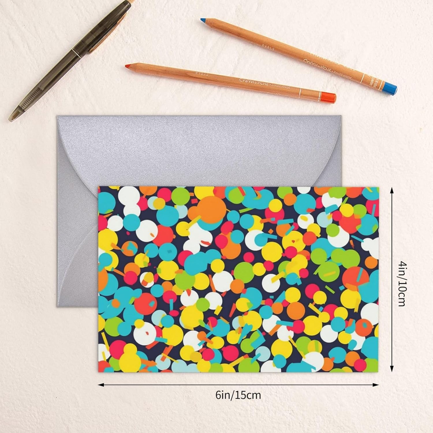 Bright Confetti Greeting Cards with Envelopes 8x6