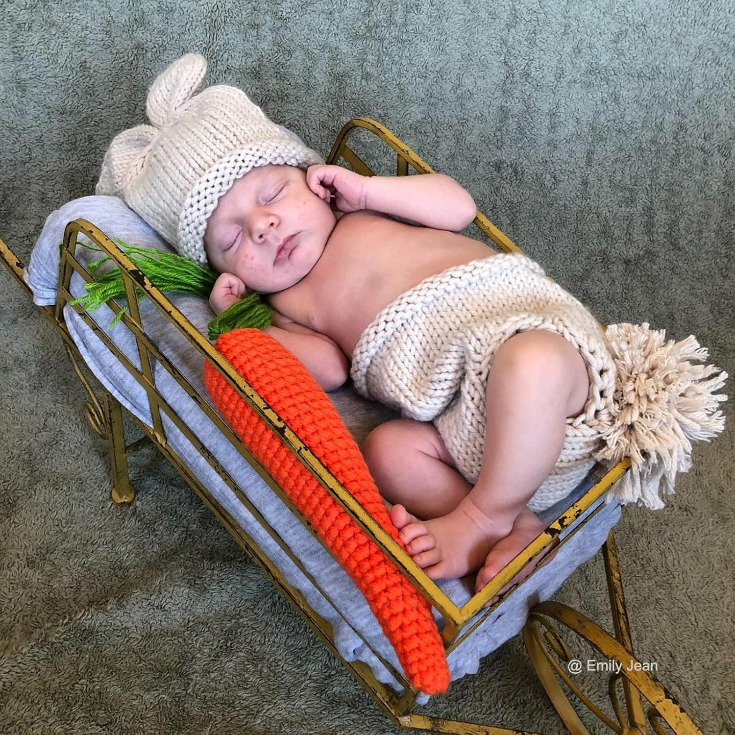 Newborn Photography Props Baby Easter Bunny Outfits Handmade Crochet Set