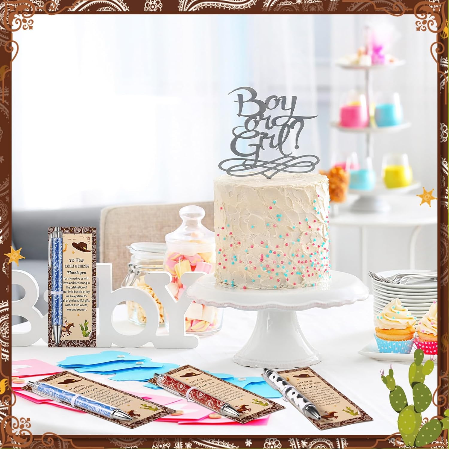 100 Pcs Cowboy Theme Baby Shower Favors Party Supplies