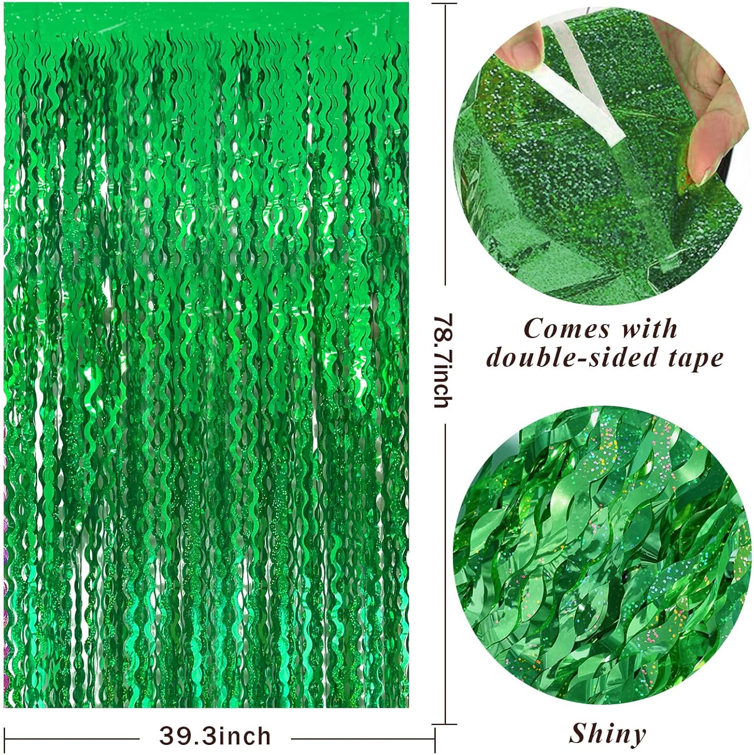 Green Tinsel Foil Fringe Curtain for Party Backdrop
