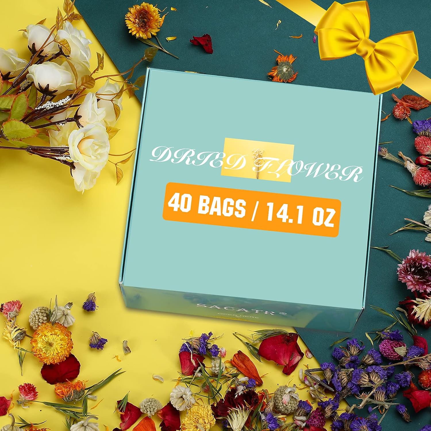 40 Bags Natural Dried Flowers Kit for Soap Candle Resin Jewelry Making