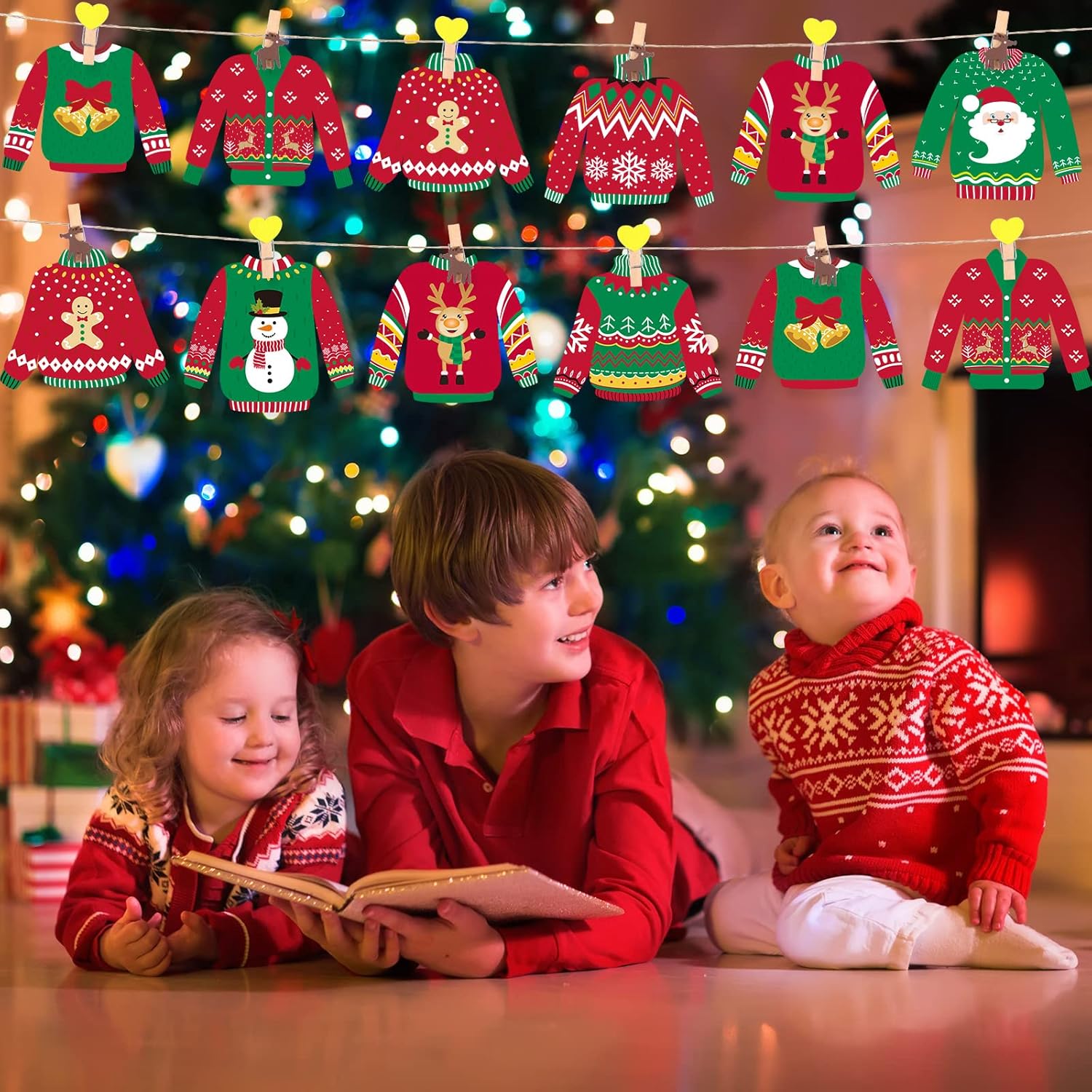 40 Piece Ugly Sweater Cutouts for Christmas Party Decorations