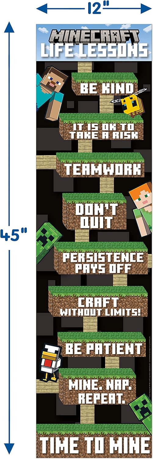 Eureka Minecraft Life Lessons Vertical Classroom Banner