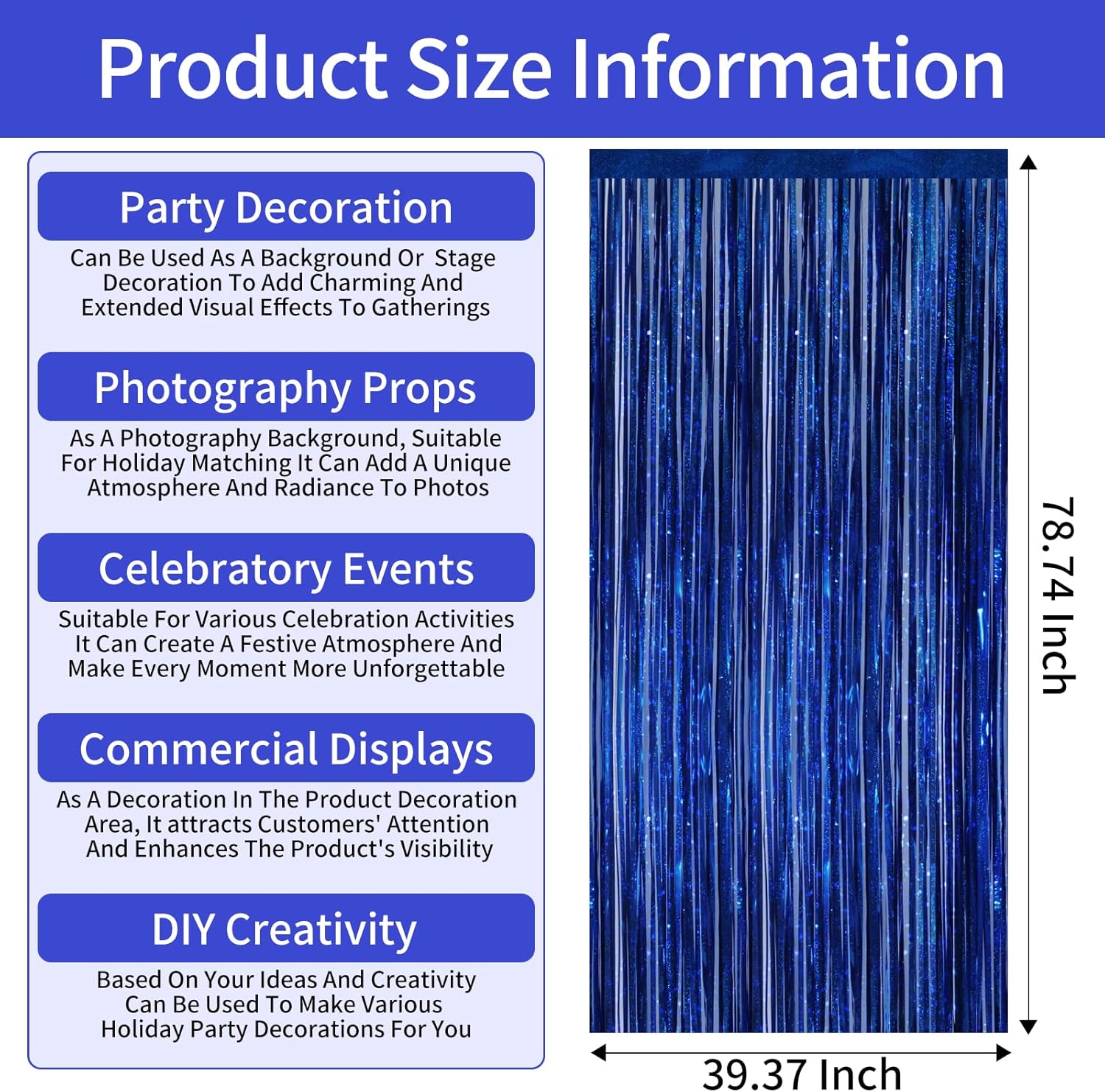 Picoway 4 Pack Foil Fringe Tinsel Curtains Blue