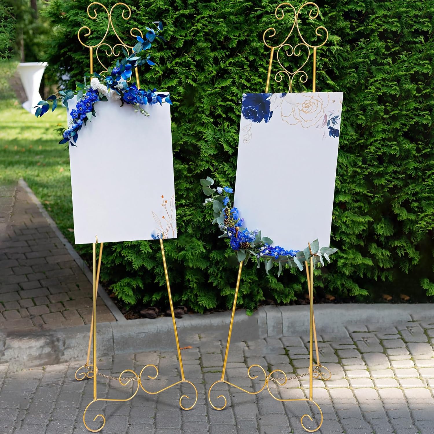 2 Pcs Metal Scroll Easel with Chain Support