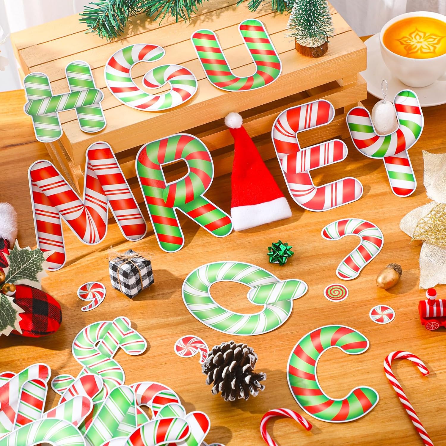 Faccito 176 Pcs Candy Cane Letters Christmas Decor Set