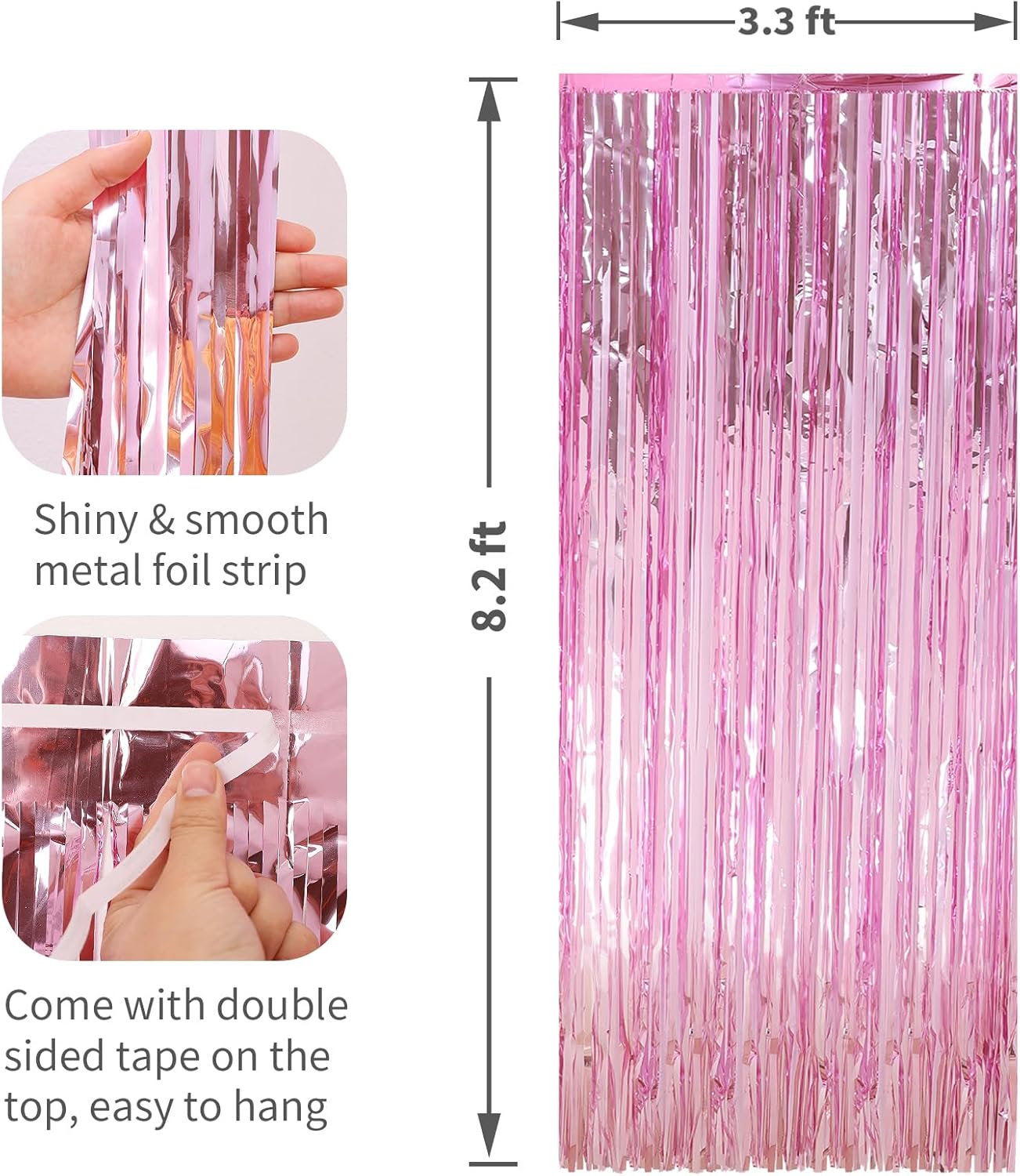 2 Pack Pink Foil Fringe Curtains for Parties